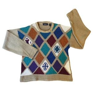 Vintage 90s Unisex Finalist Knitwear Diamond Pattern Sweater